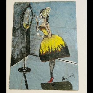 Unique painting handmade on concrete canvas